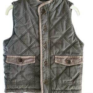 100% Cotton 3T Quilted Gray Button-down Vest by Oshkosh B' gosh